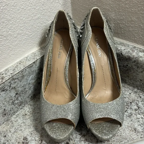 Gianni Bini Silver Embellished Heels - Picture 4 of 16
